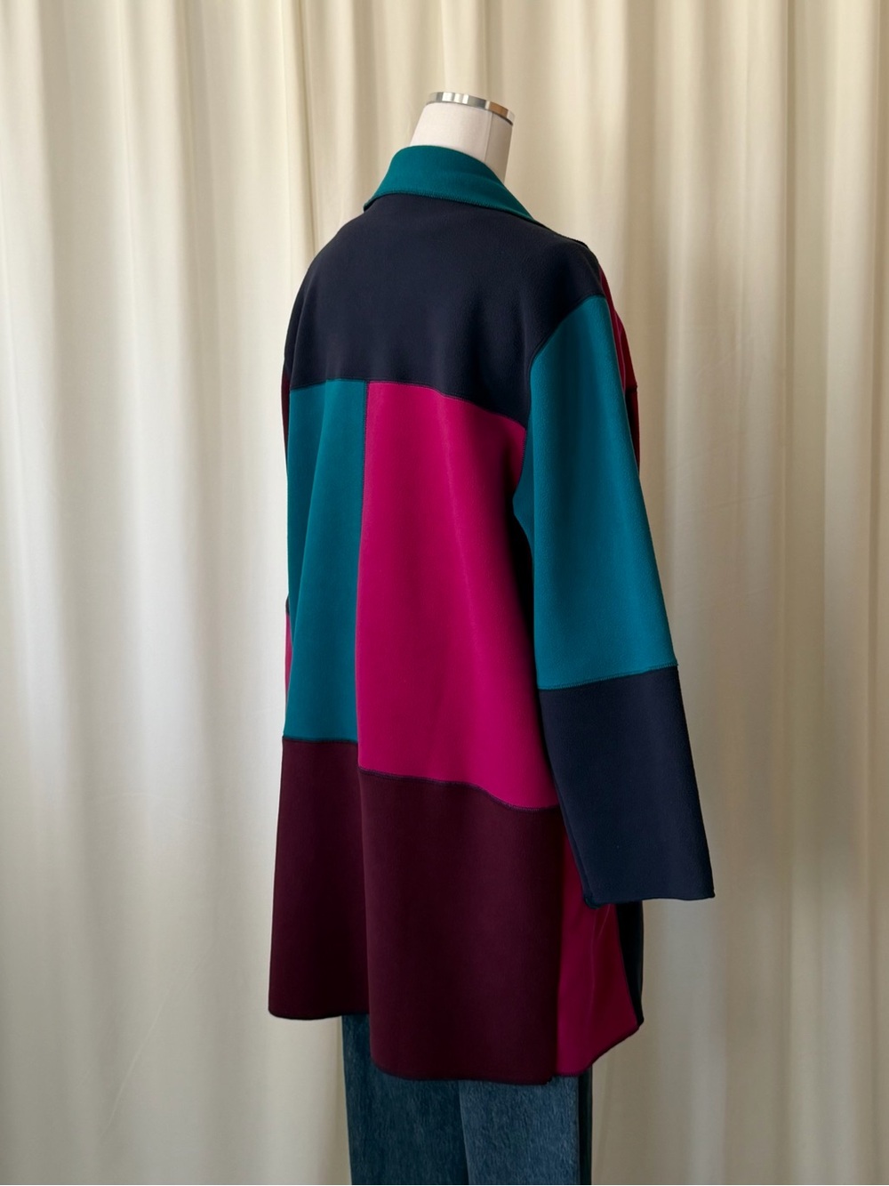 Vintage 1990s Susan Bristol Colorblock Fleece Jacket Coat Medium Retro. - Picture 7 of 11